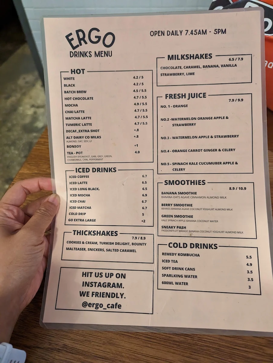 Menu, ERGO