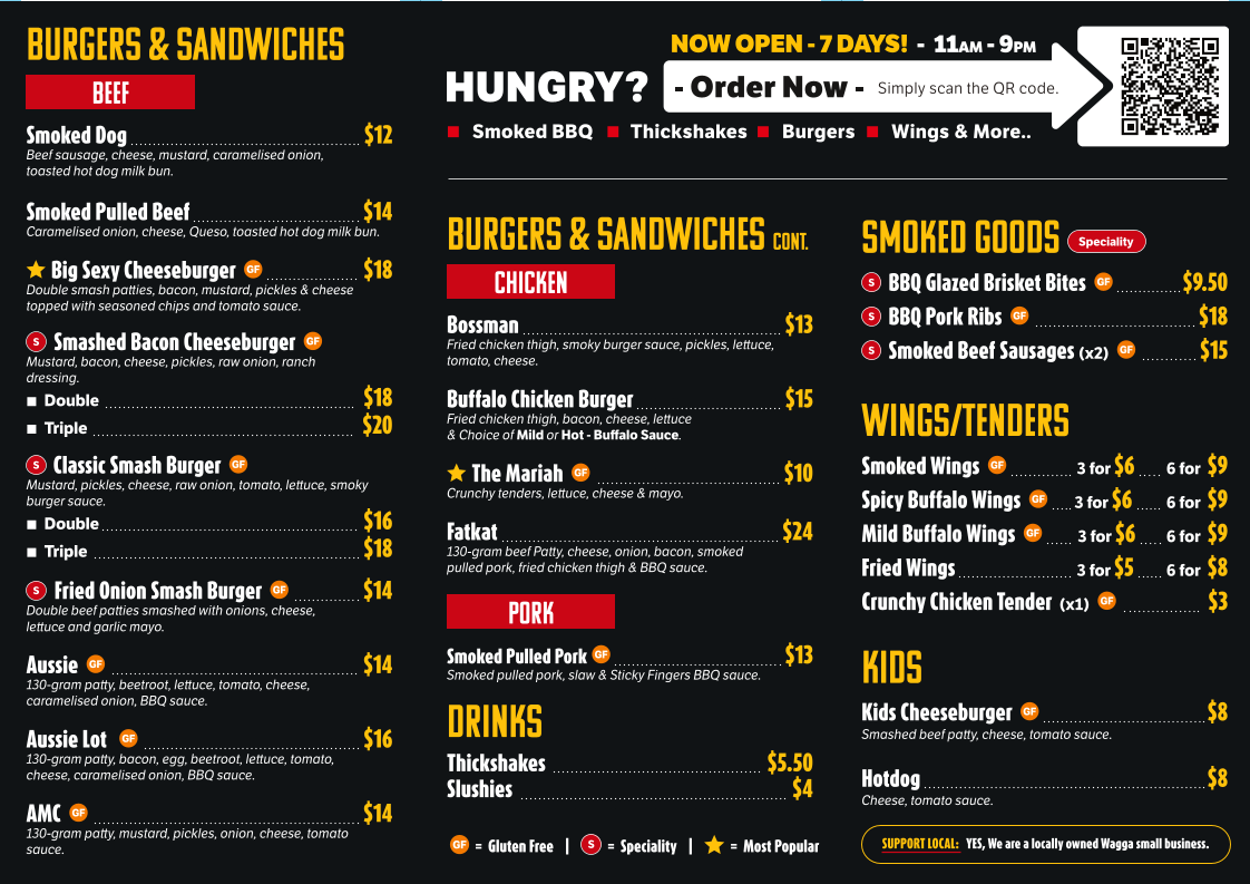 Menu, Sticky Fingers