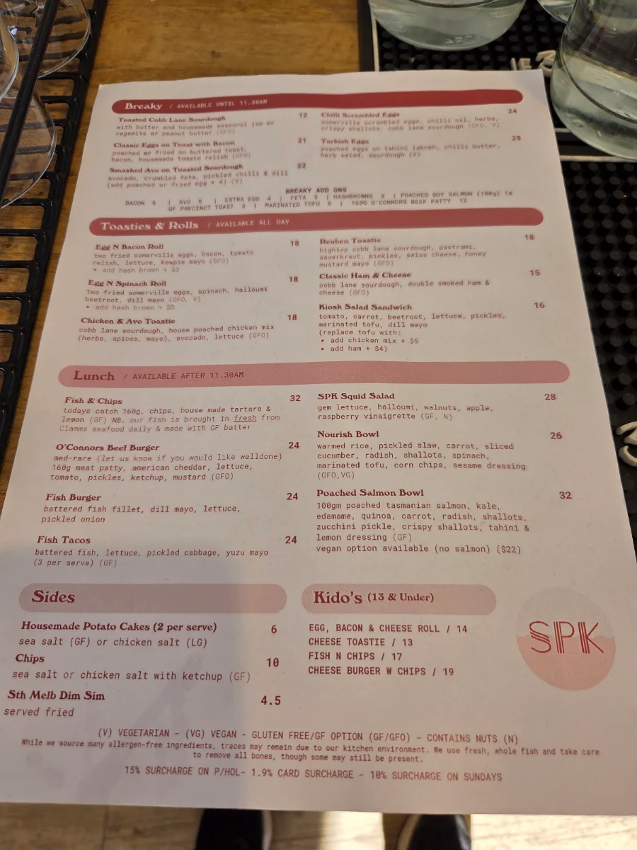Menu, SPK Kiosk + Bar