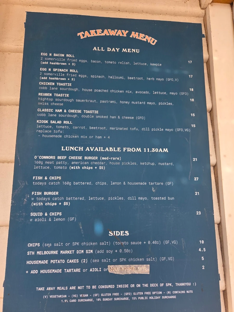 Menu, SPK Kiosk + Bar