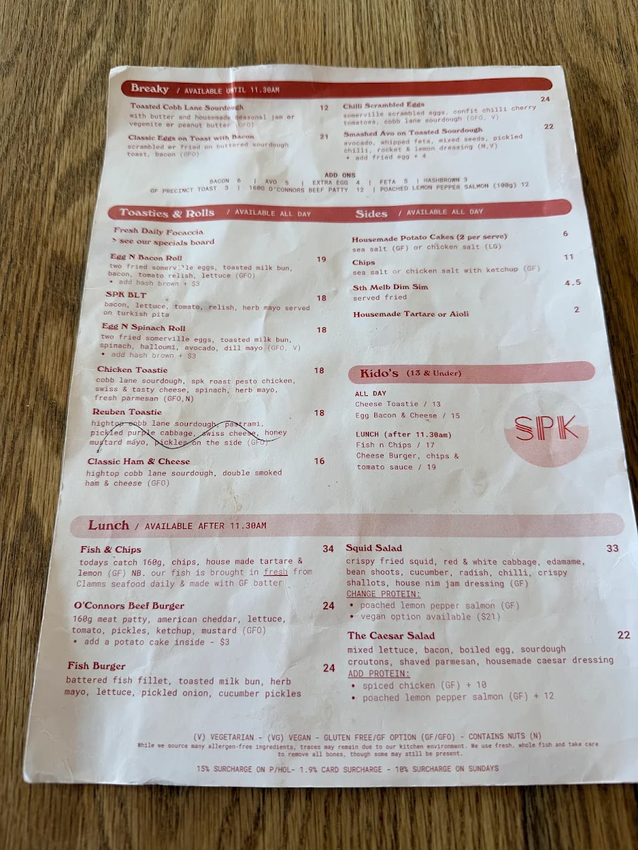 Menu, SPK Kiosk + Bar
