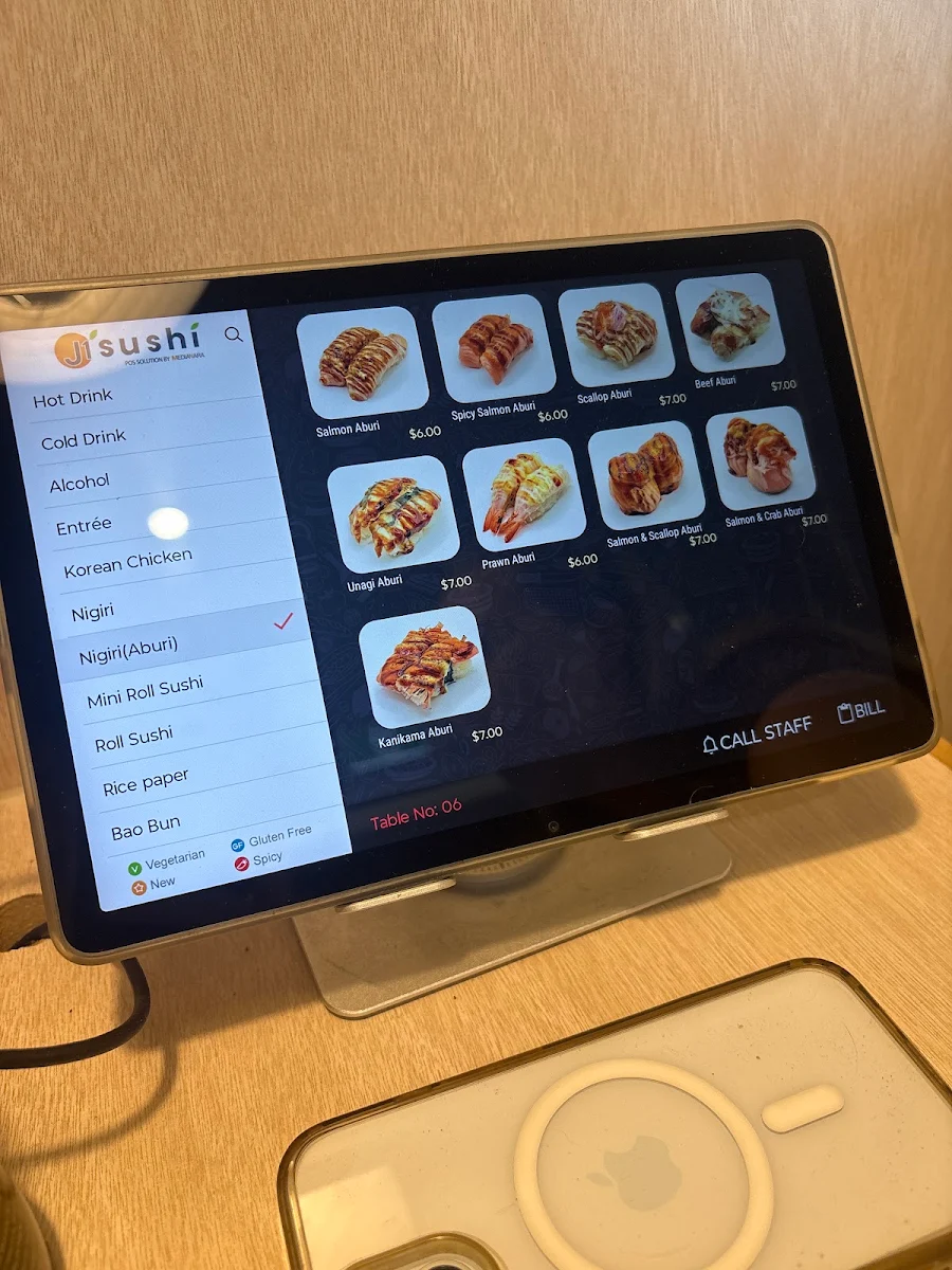 Menu, J1 Sushi
