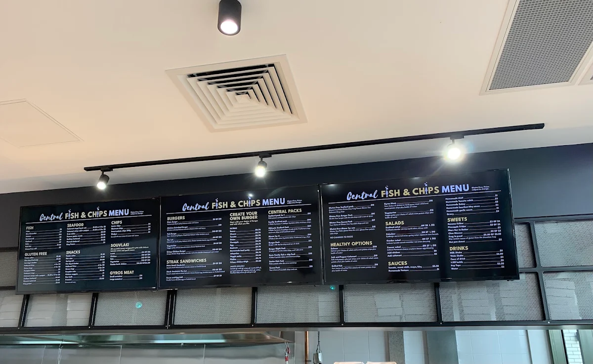 Menu, Central Fish and chips
