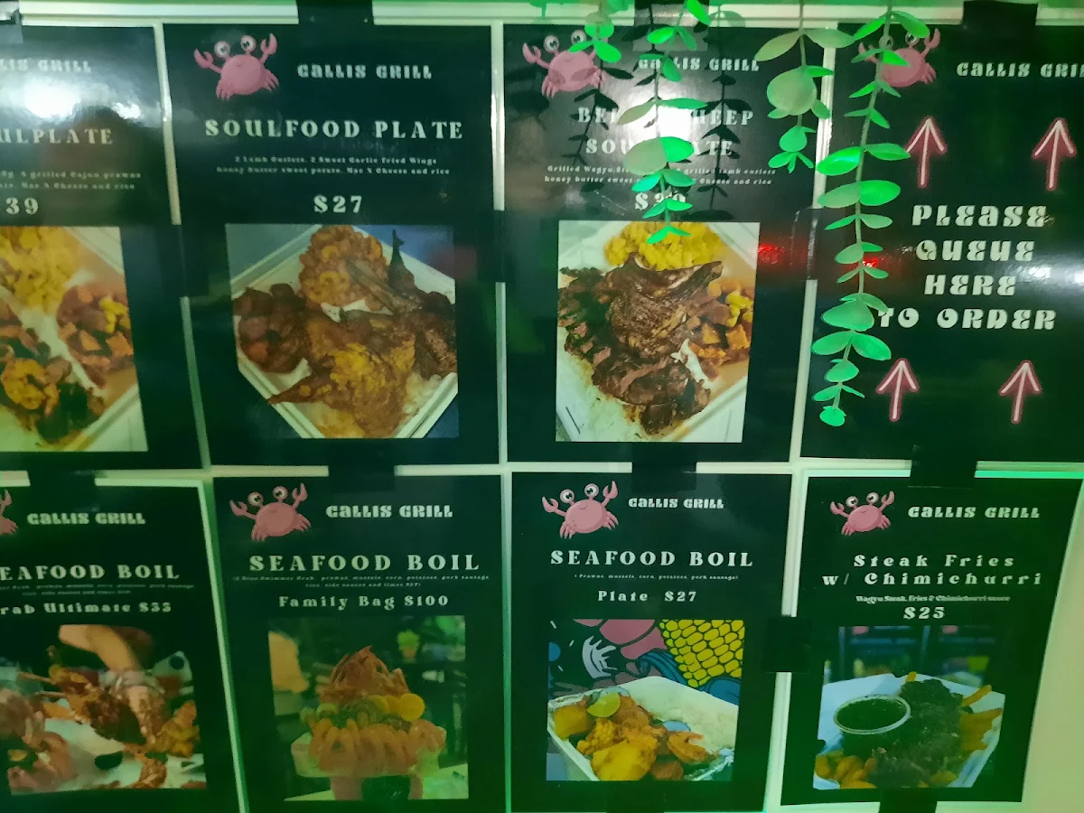 Menu, Calli’s Grill