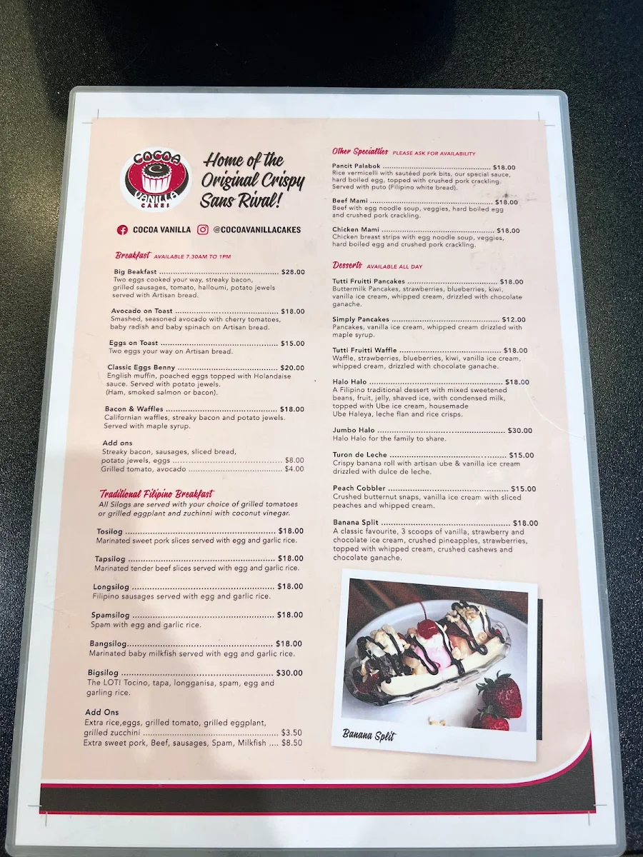 Menu, Calli’s Grill
