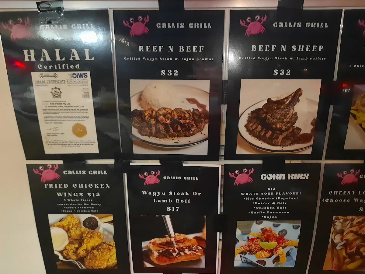 Menu, Calli’s Grill