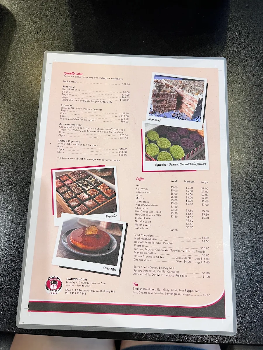 Menu, Calli’s Grill