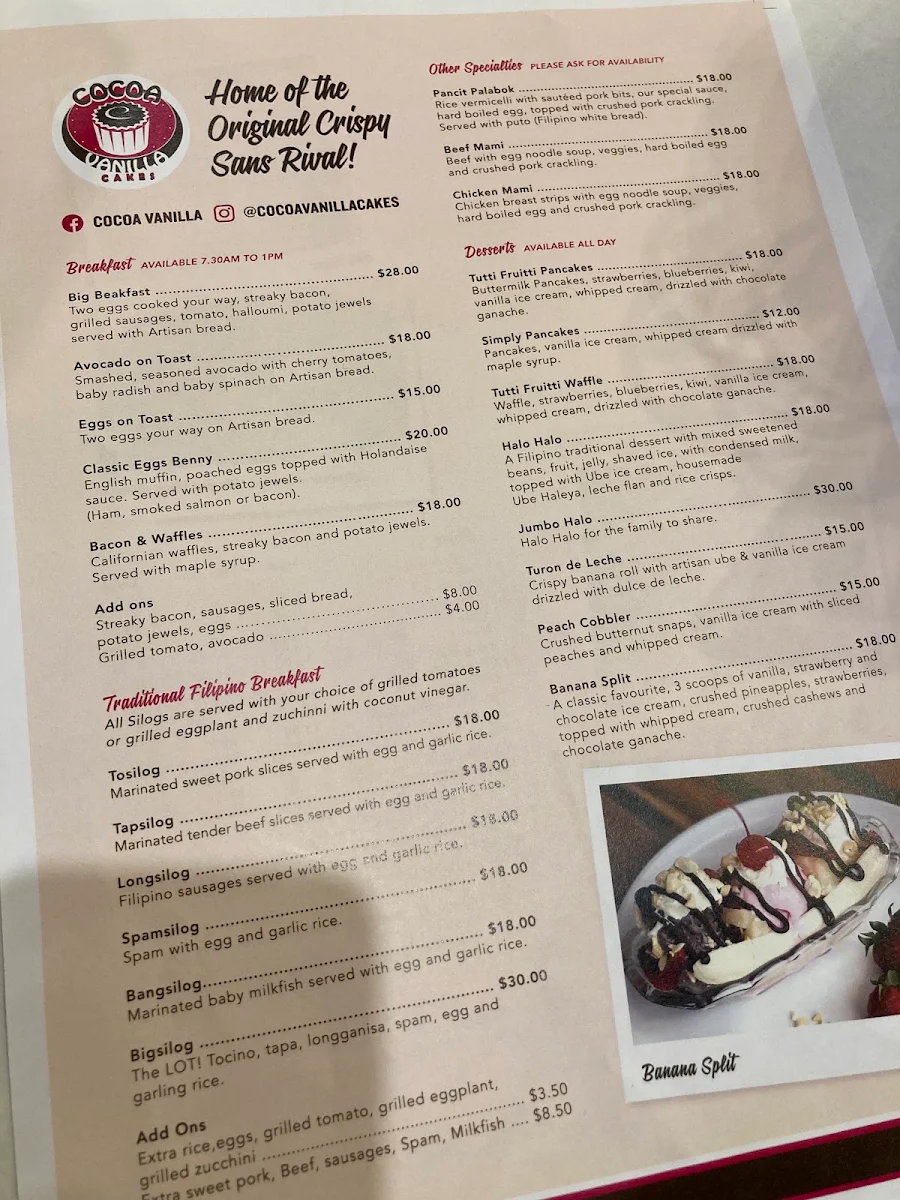 Menu, Calli’s Grill