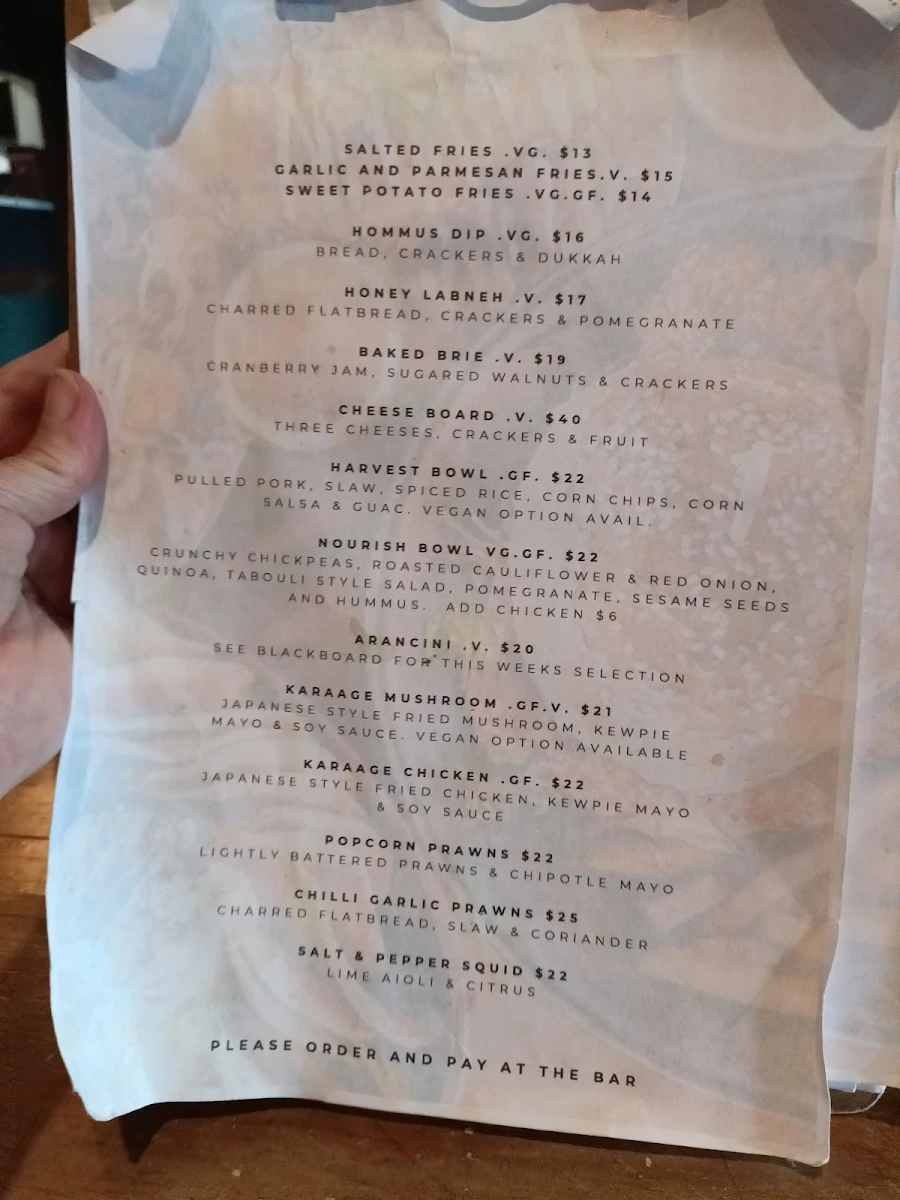 Menu, Harvest Milton