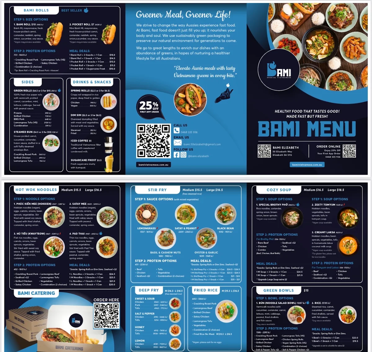 Menu, Bami Gilles Plains