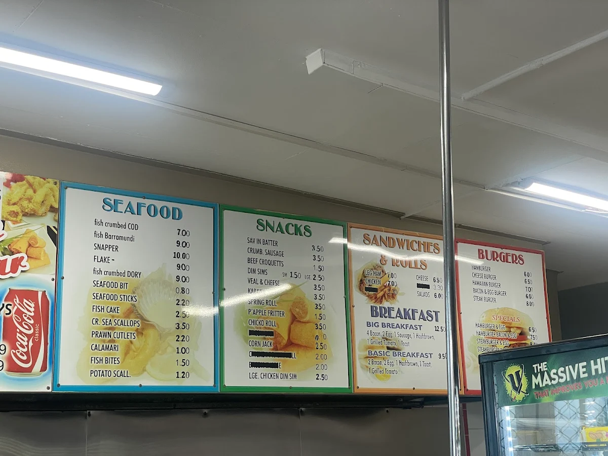 Menu, David's Snack Bar