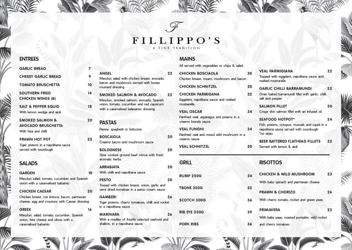 Menu, Raby Rose Hotel