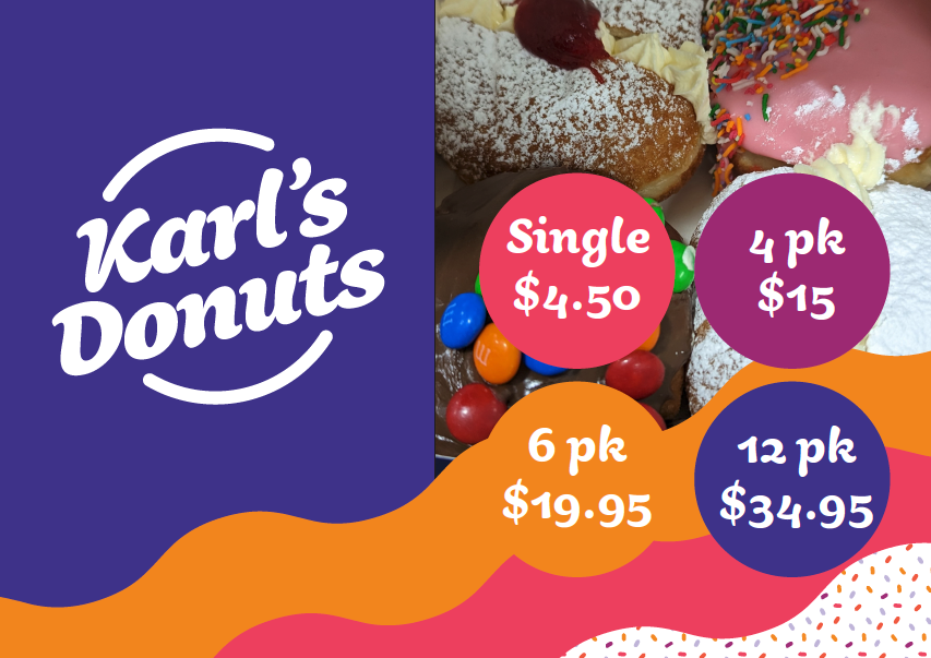 Menu, Karl's Donuts