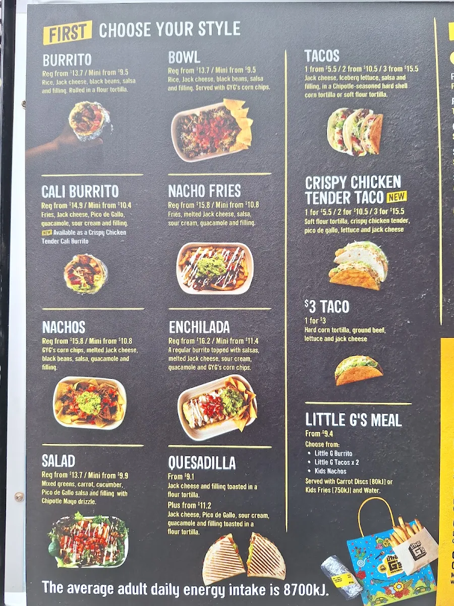 Menu, Guzman y Gomez - Werribee