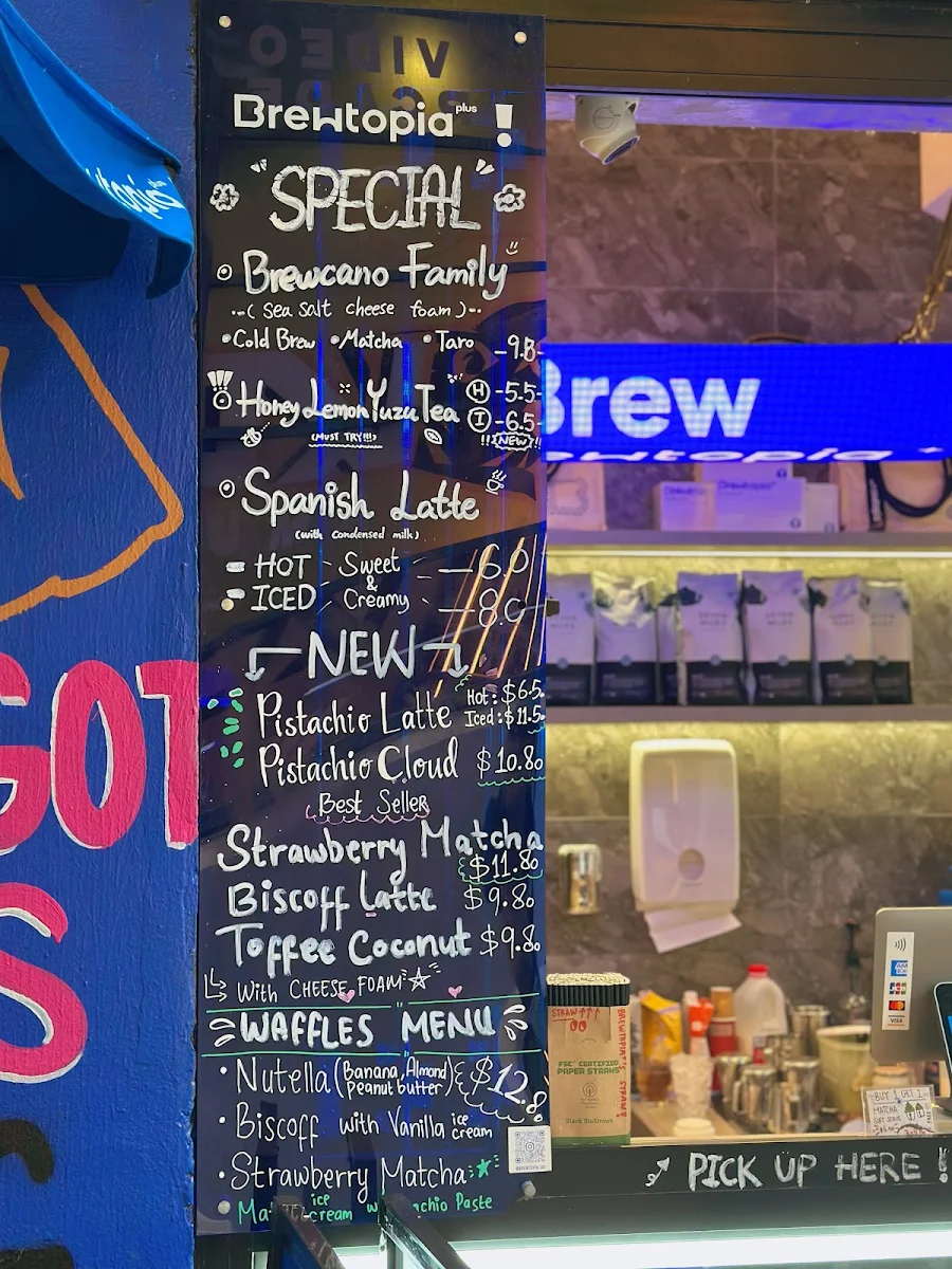Menu, Brewtopia plus cafe
