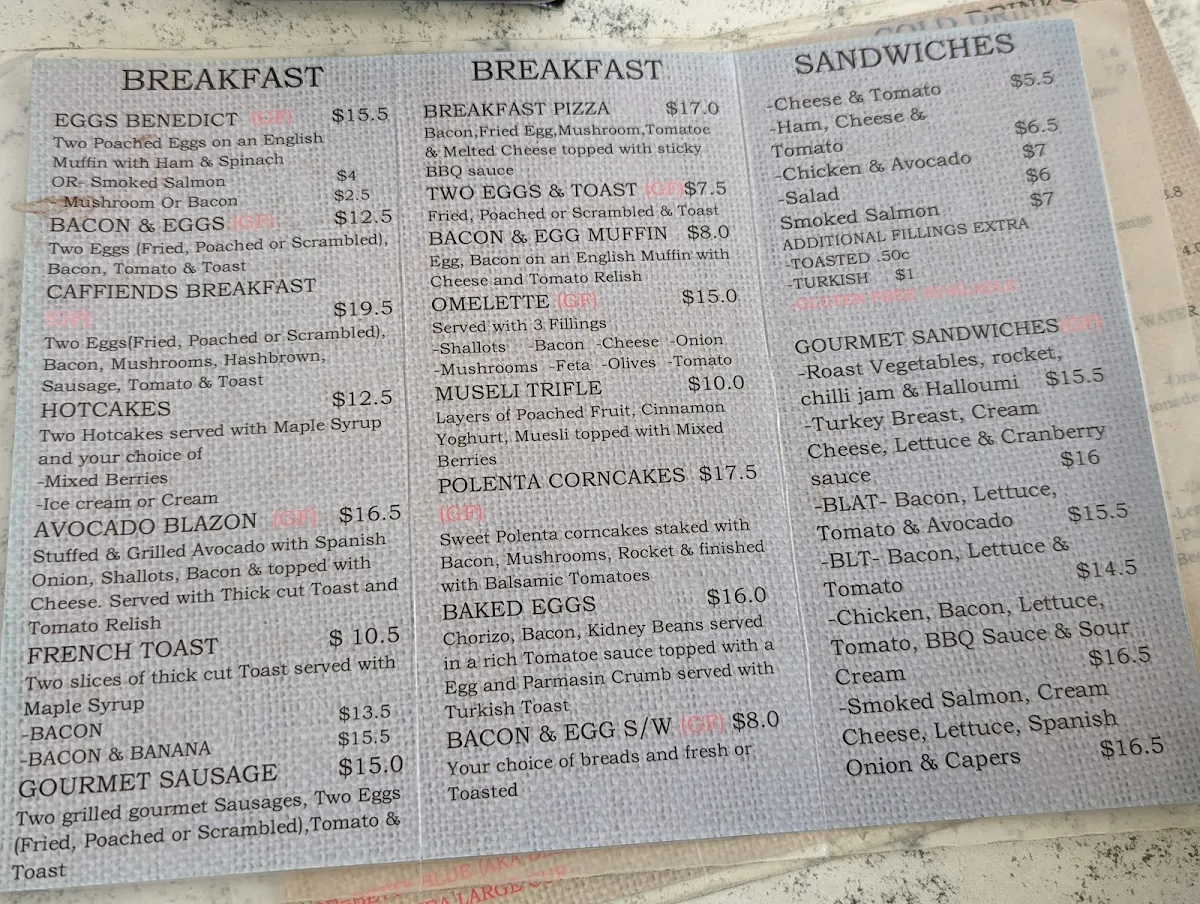 Menu, CAFFIENDS in the mall