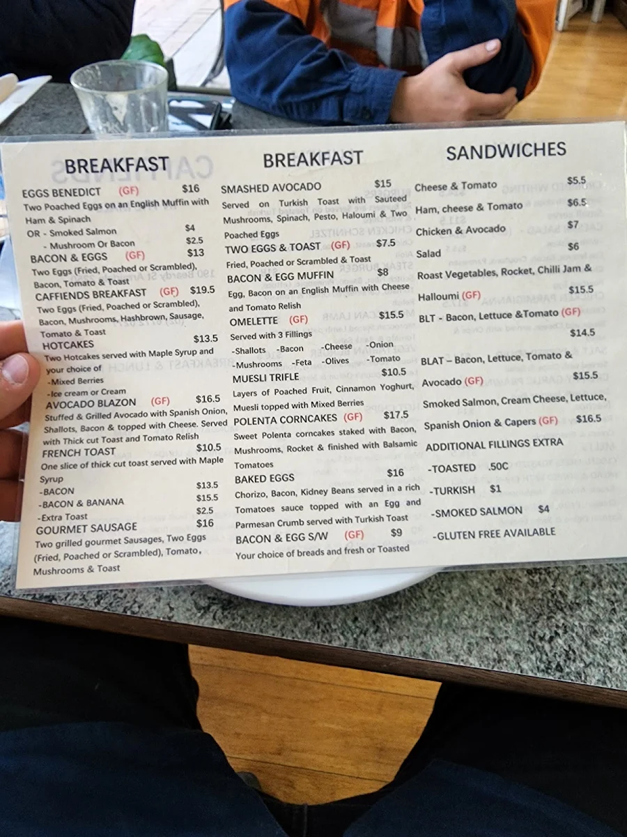Menu, CAFFIENDS in the mall