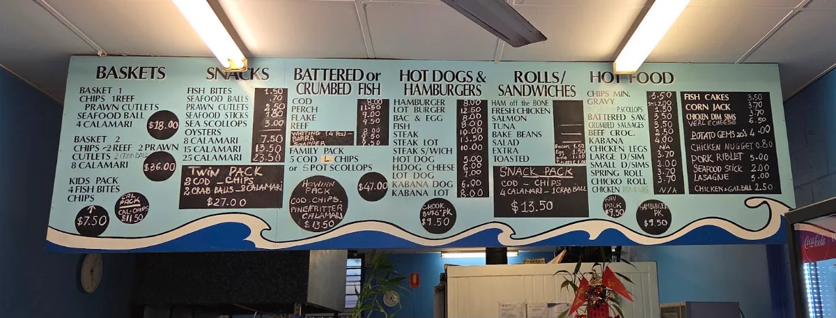 Menu, Seafood Spot