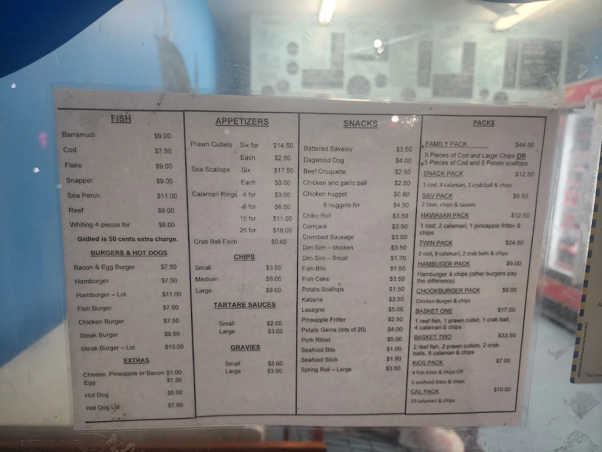 Menu, Seafood Spot