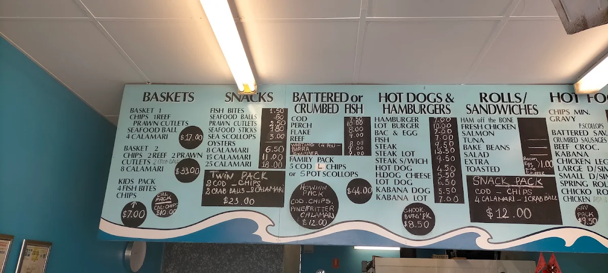 Menu, Seafood Spot