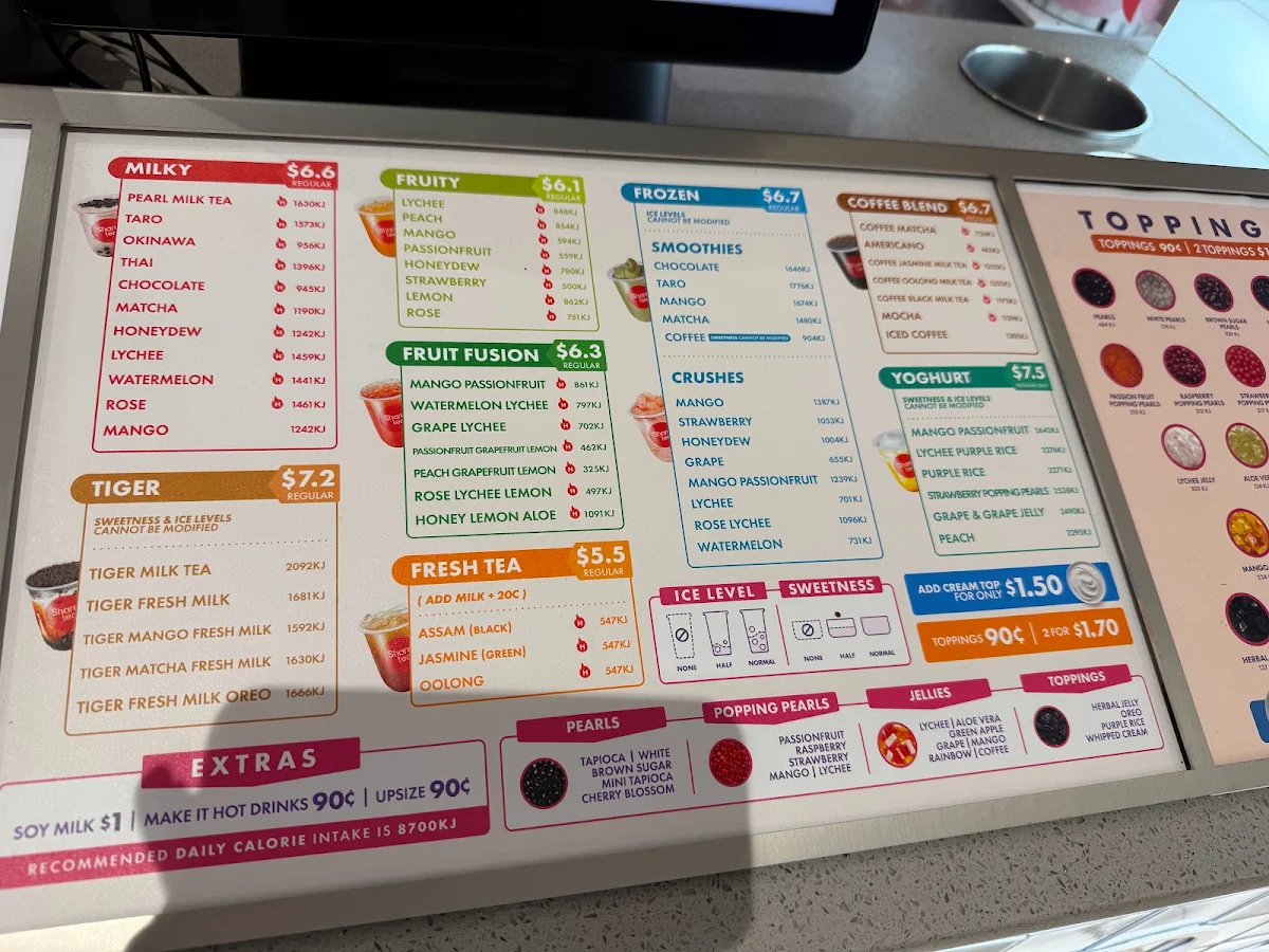Menu, Share tea