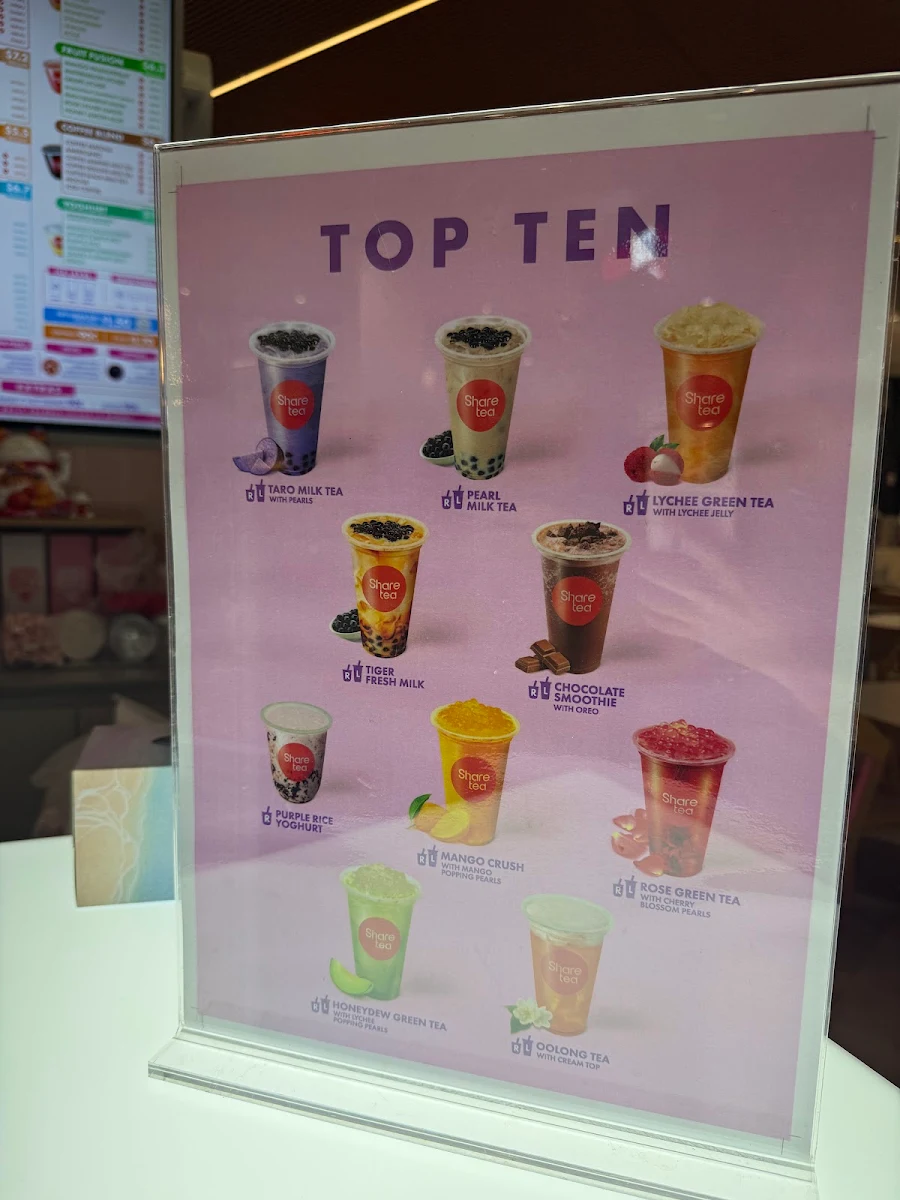 Menu, Share tea