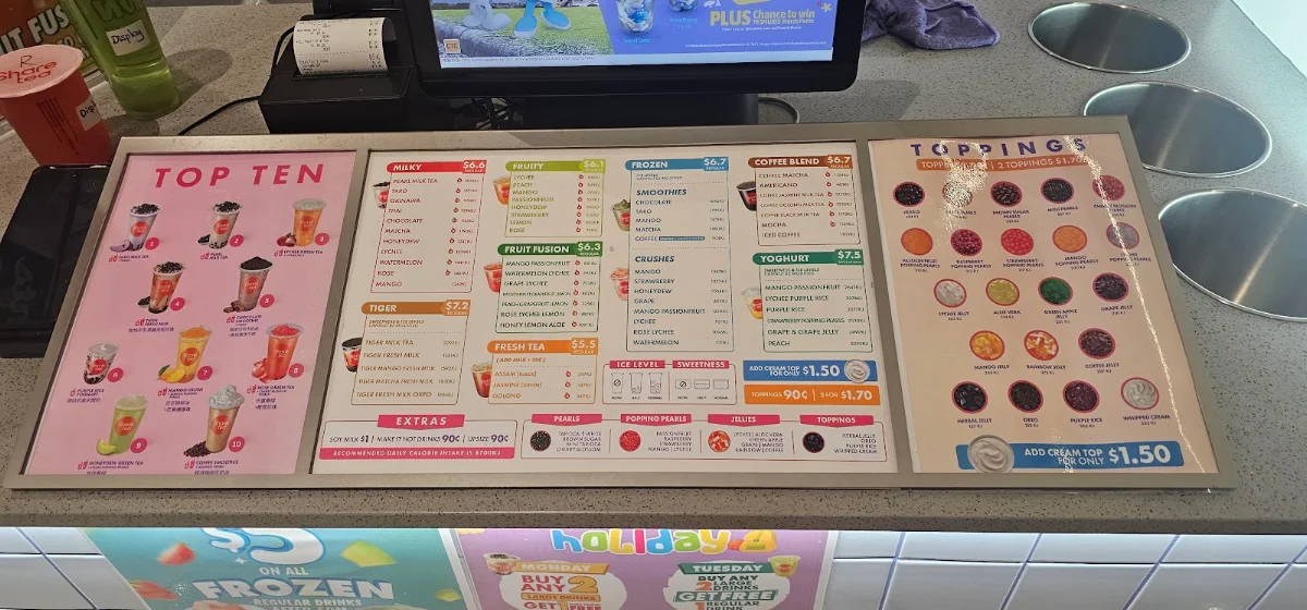 Menu, Share tea