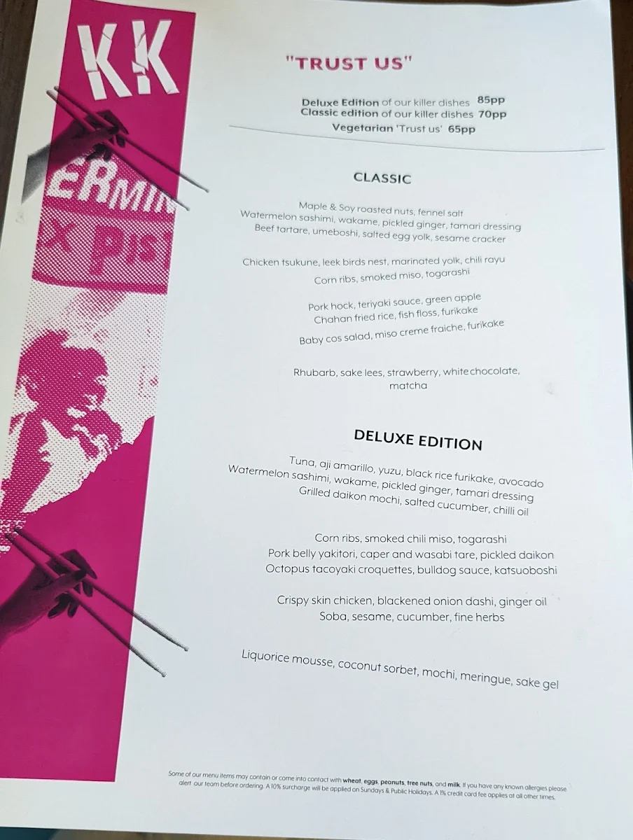 Menu, Kid Kyoto