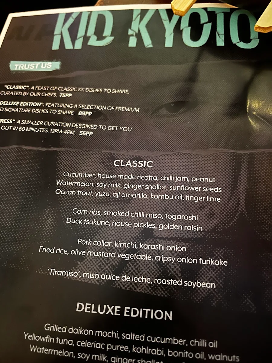 Menu, Kid Kyoto