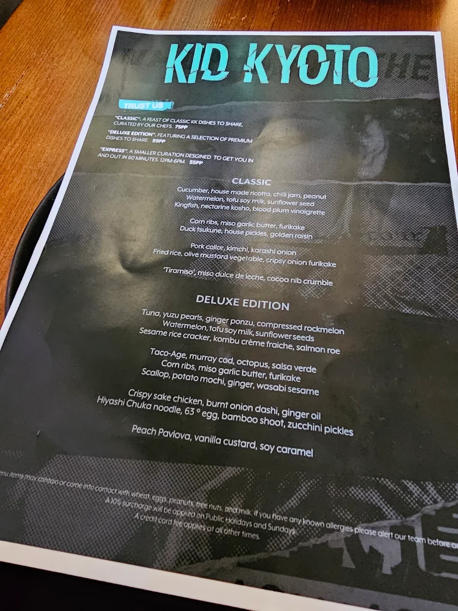Menu, Kid Kyoto