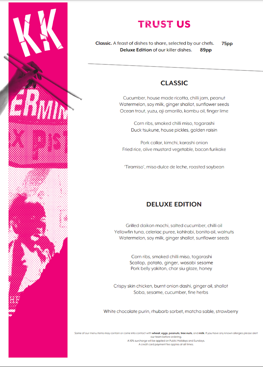 Menu, Kid Kyoto