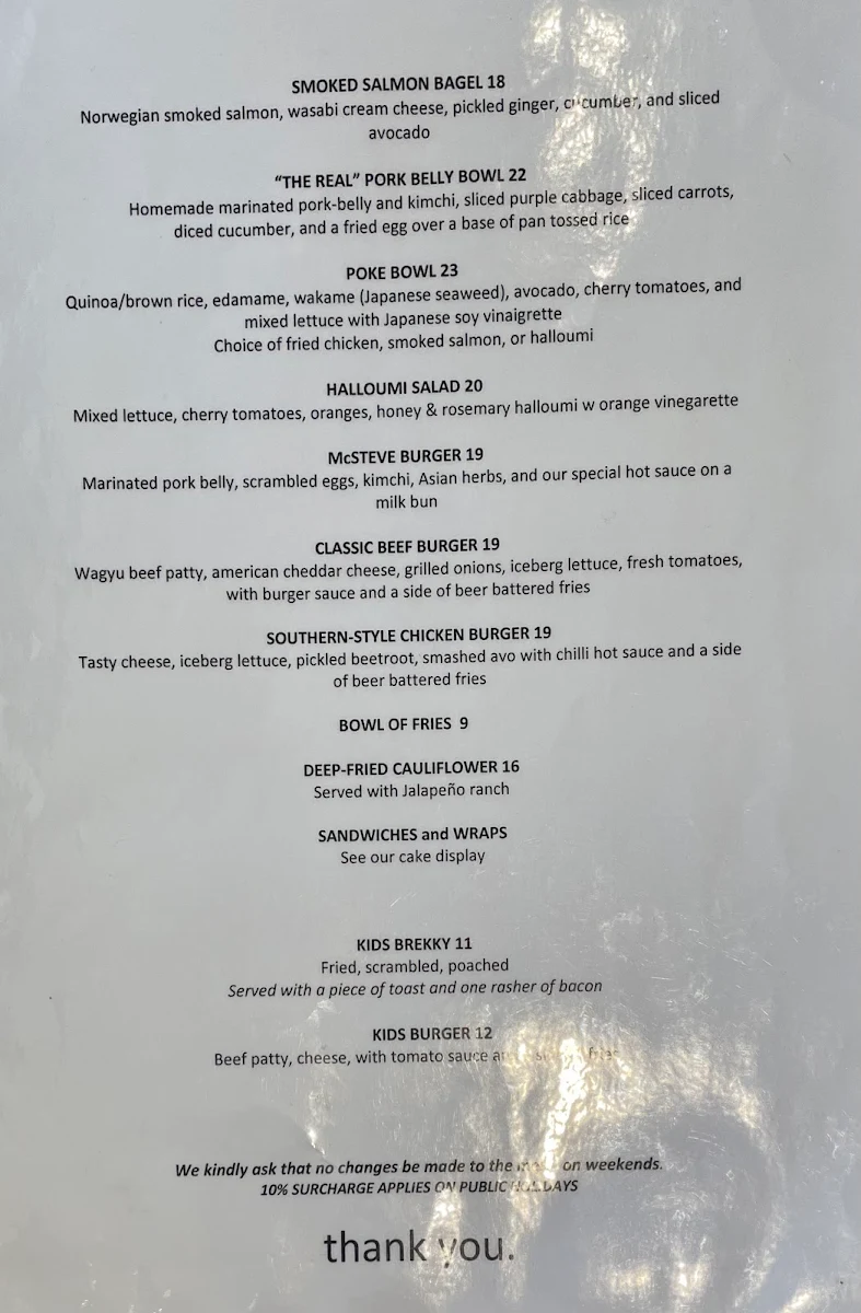 Menu, Tilted