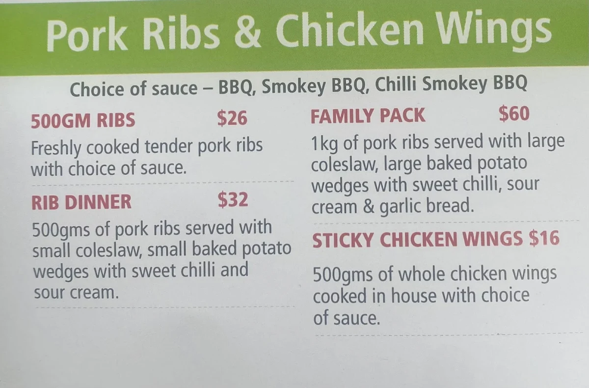Menu, Chizzos Pizzeria