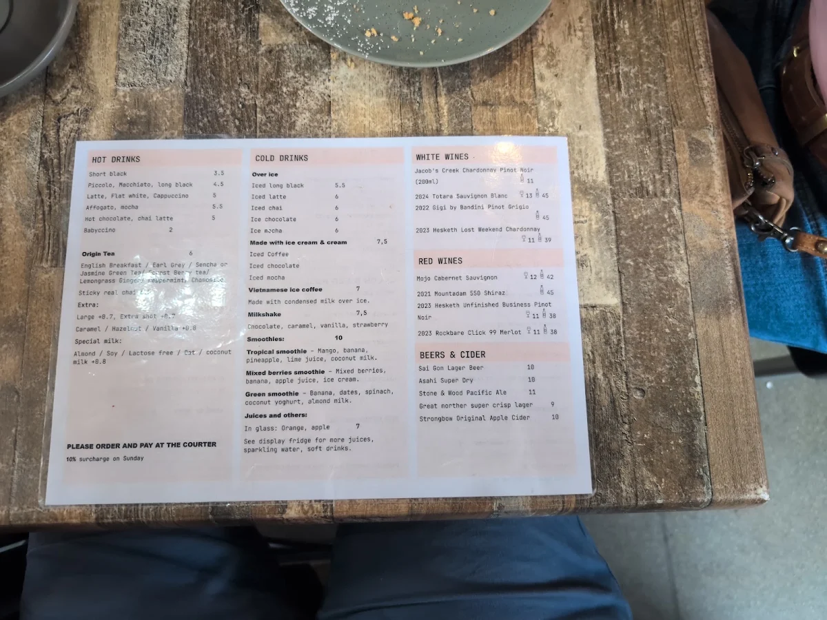 Menu, The Crossing Cafe