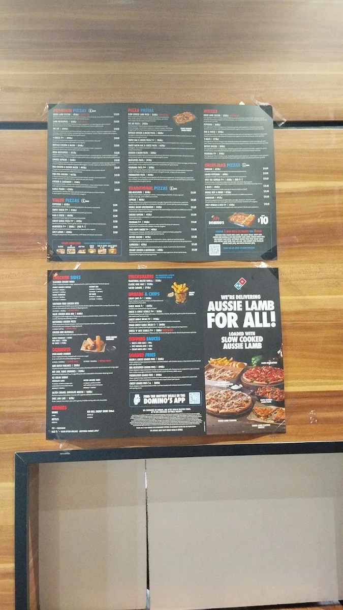 Menu, Domino's Pizza Bundoora