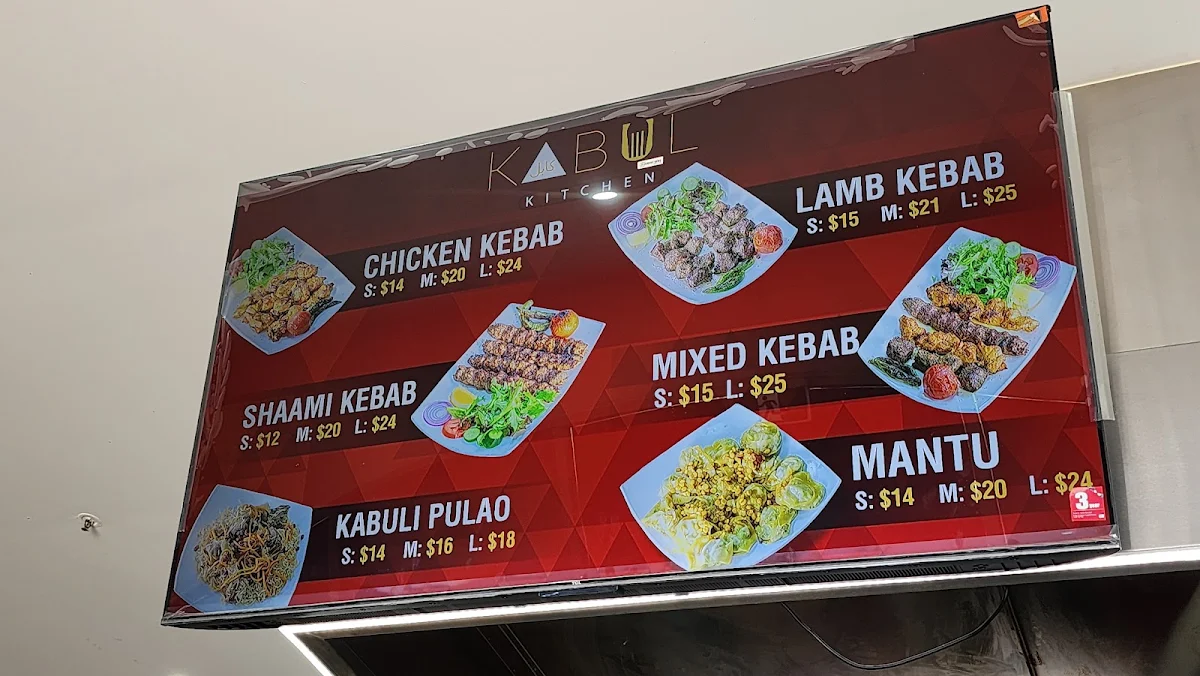 Menu, Kabul Kitchen VIC