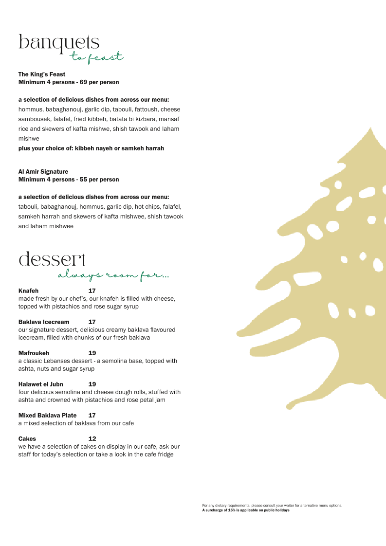 Menu, Al Amir Restaurant
