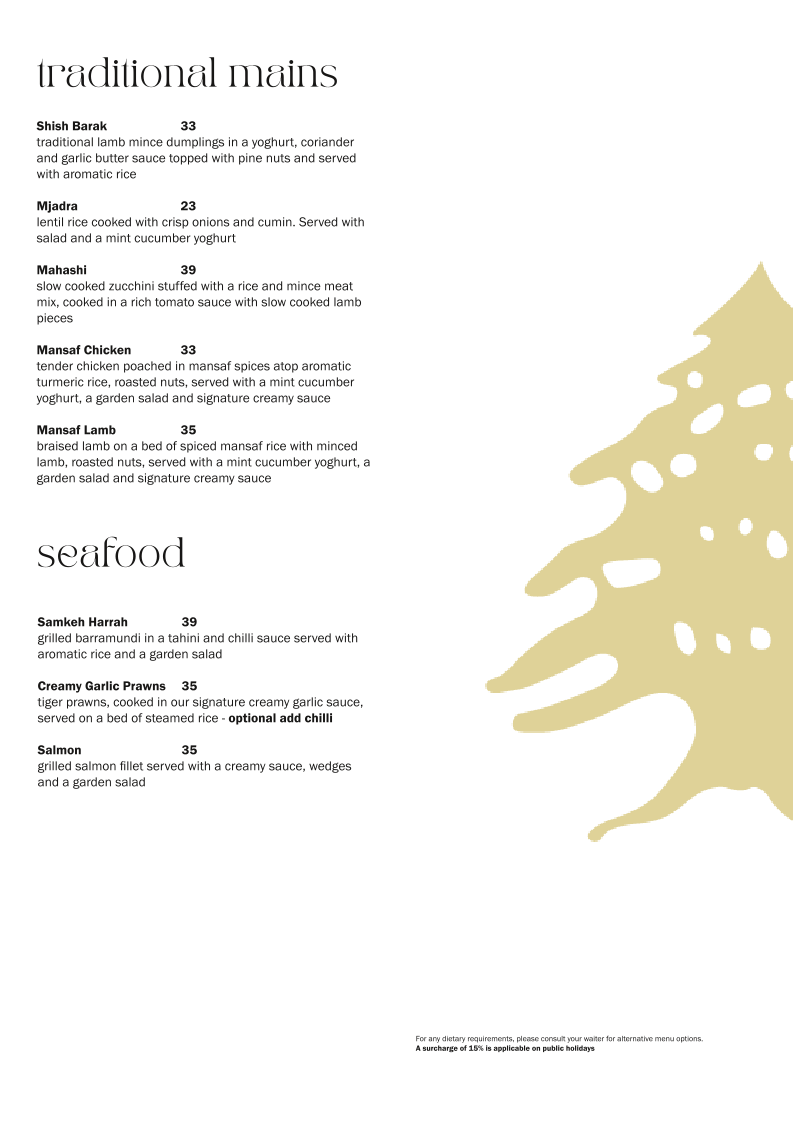 Menu, Al Amir Restaurant