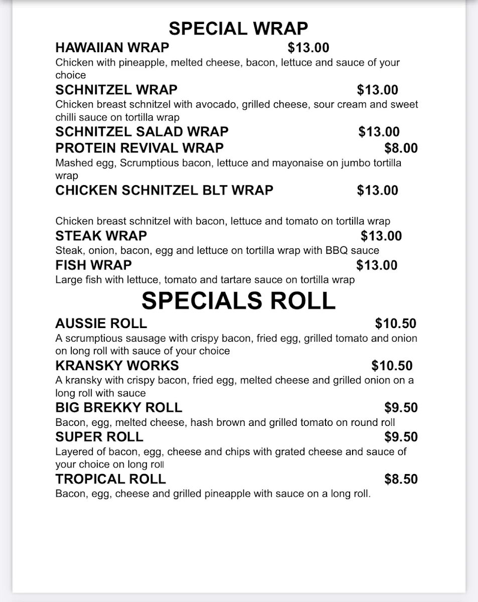 Menu, Desas Take Away & Vietnamese