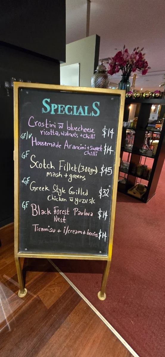 Menu, The Oak View Restaurant