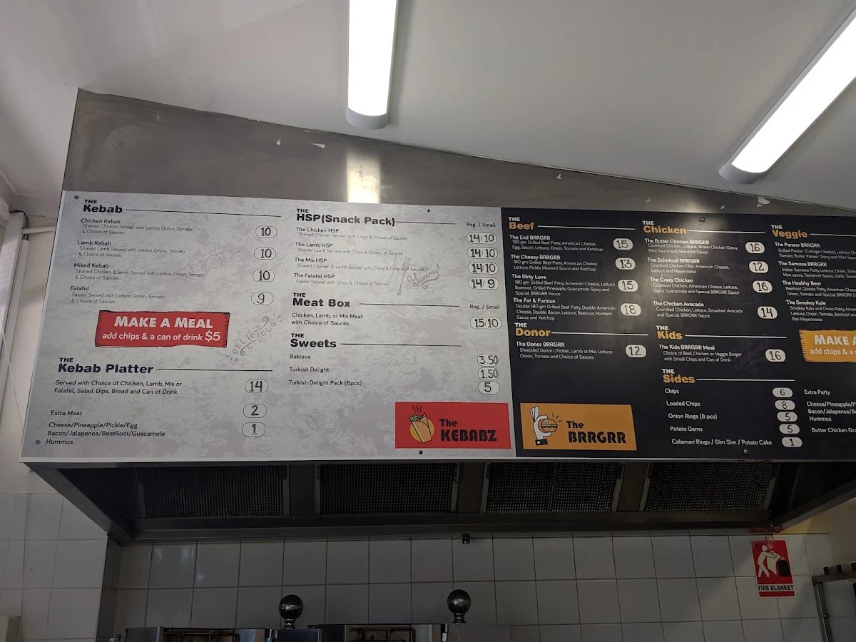 Menu, Moorabbin Kebab