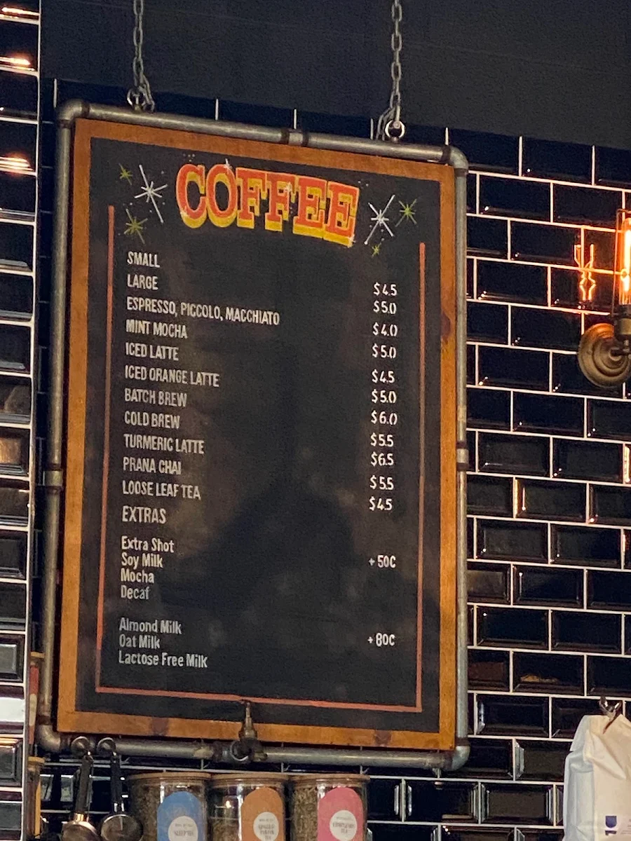 Menu, Two Fives Cafe