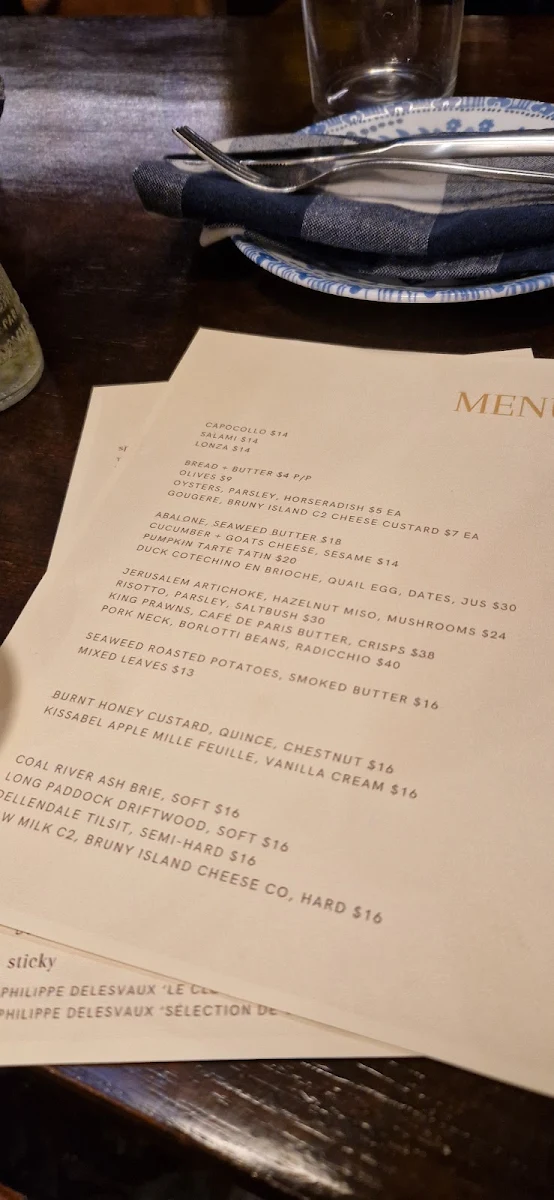 Menu, Tiny Bar
