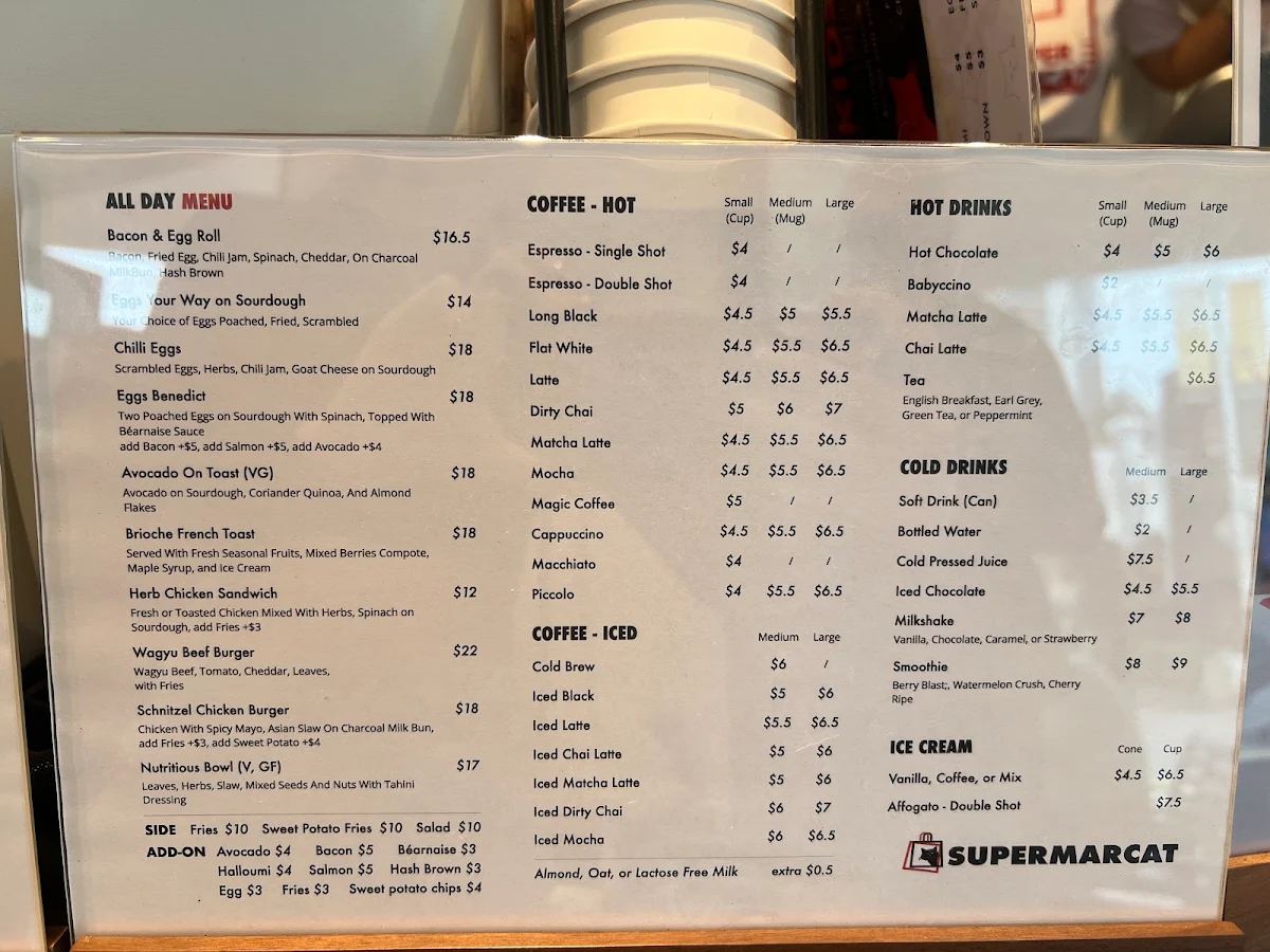 Menu, SupermarCat Cat Café
