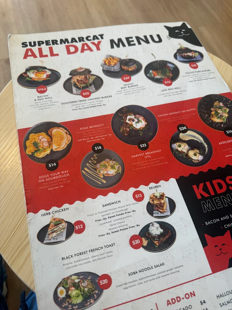 Menu, SupermarCat Cat Café