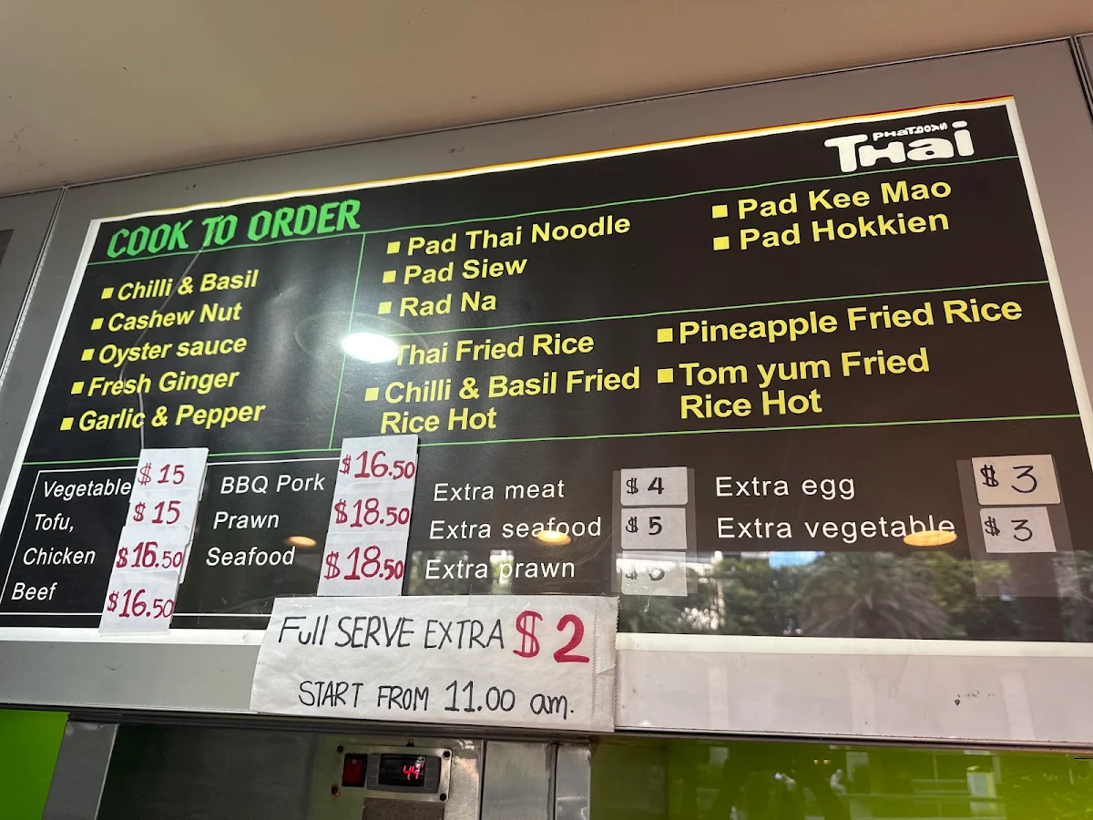 Menu, Phat Boys Thai Takeaway