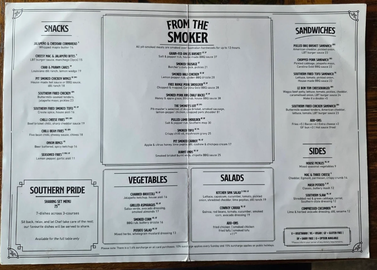 Menu, Le Bon Ton