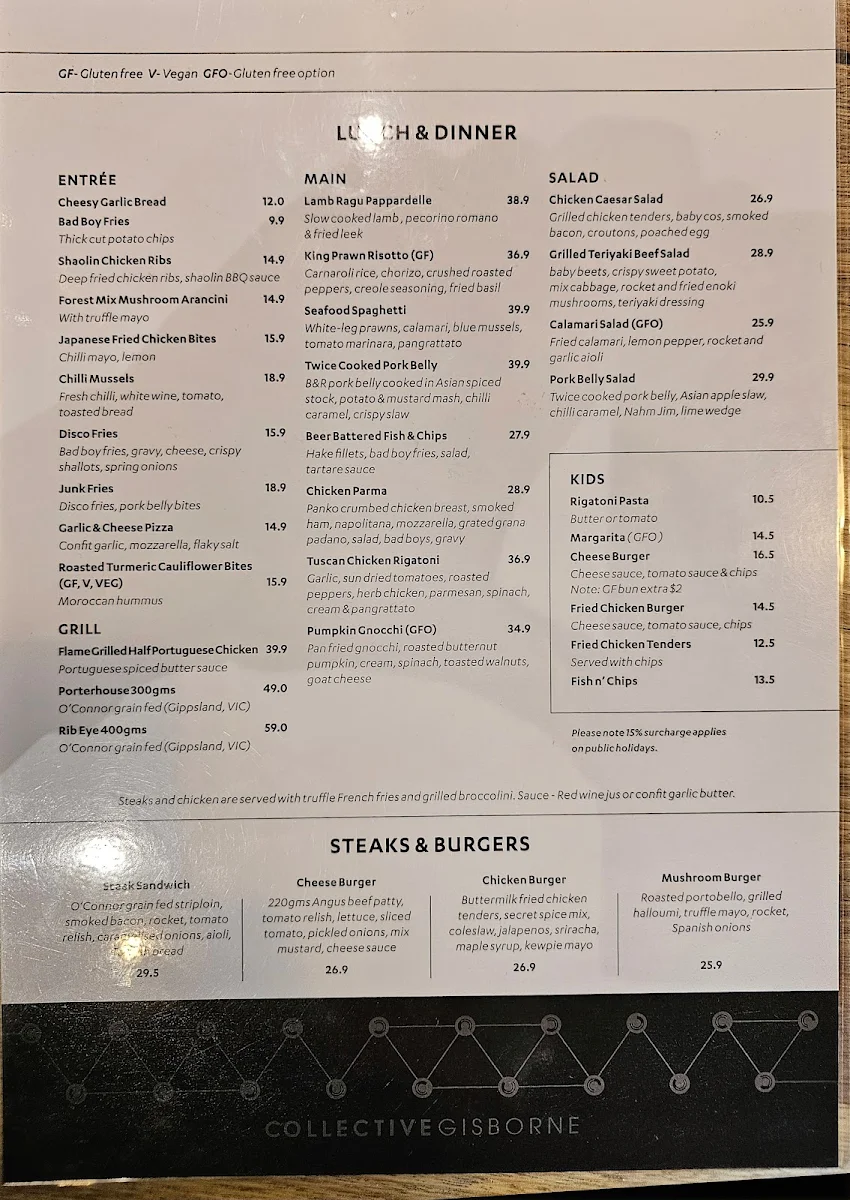 Menu, Gisborne Collective