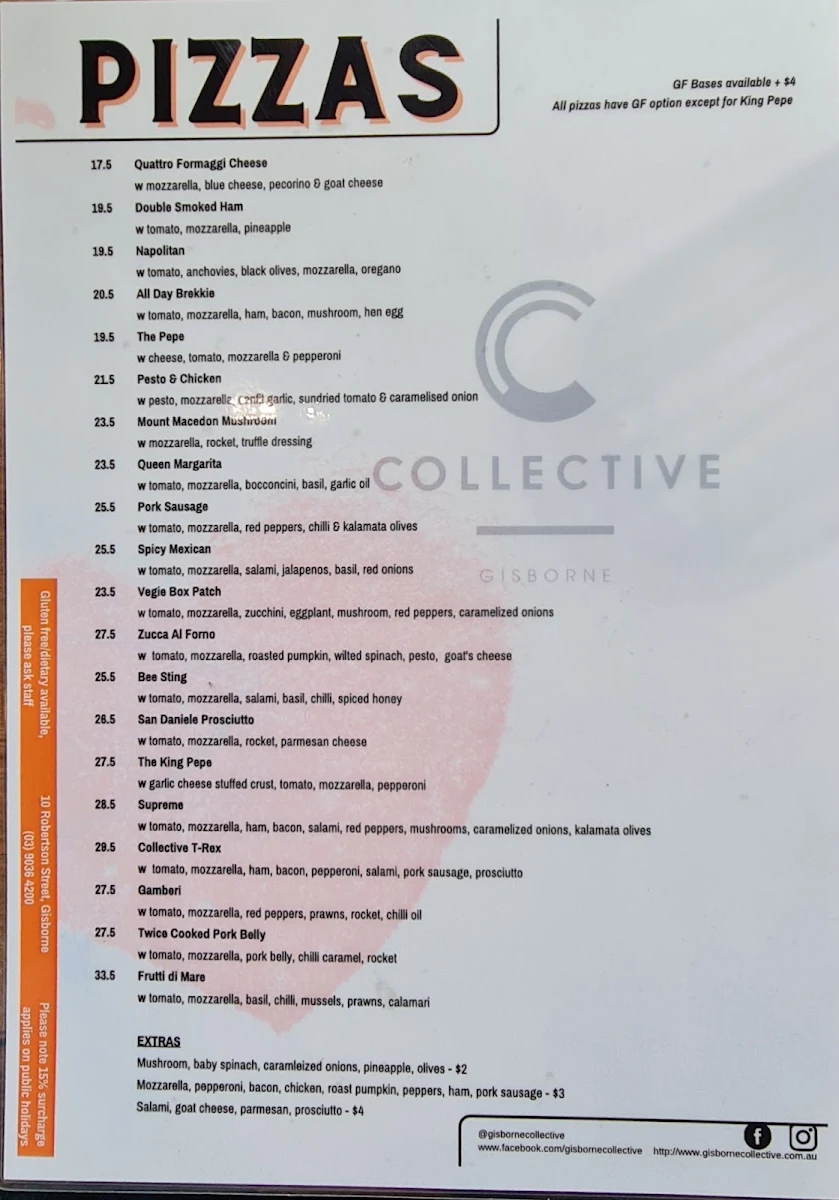 Menu, Gisborne Collective