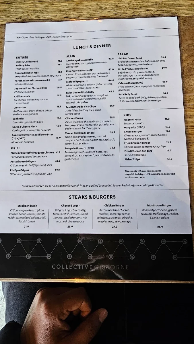 Menu, Gisborne Collective